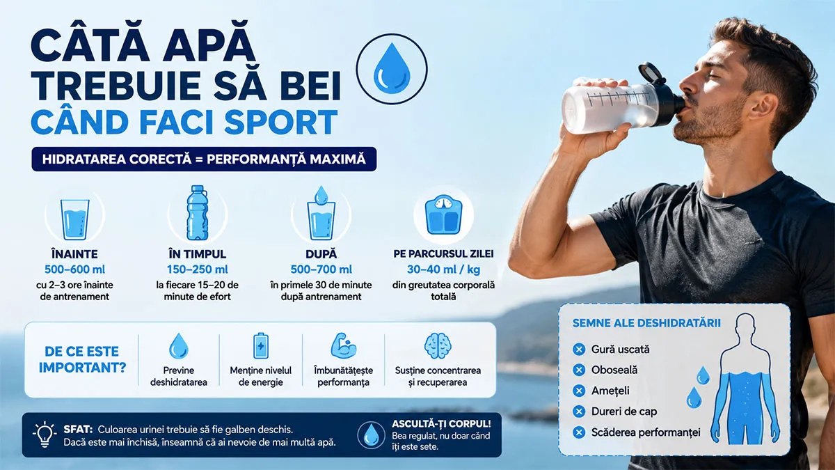 Câtă apă trebuie să bei când faci sport? Ghid pentru o hidratare corectă
