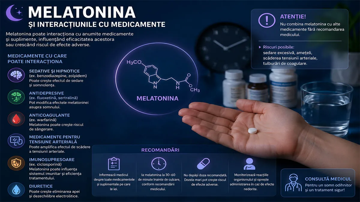 Melatonina și interacțiunile cu medicamentele: ce trebuie să știi înainte de administrare