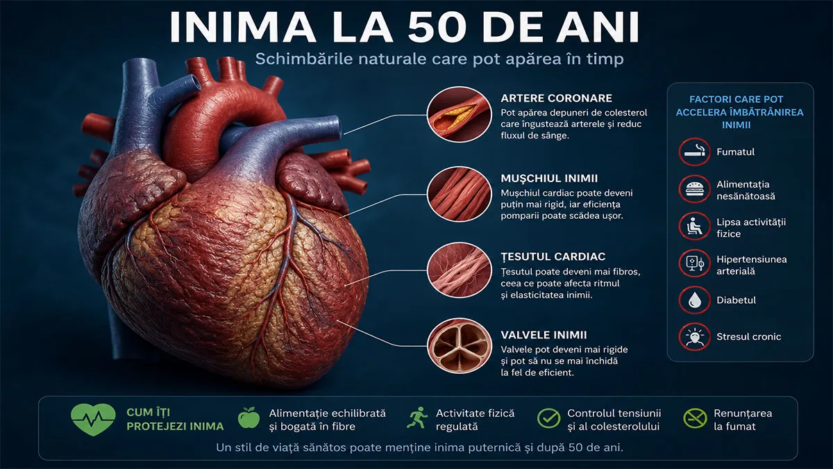 Ce se schimbă la inimă după 50 de ani? Modificări normale, riscuri și semne de alarmă